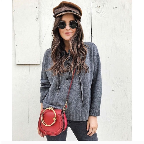 Rails Sweaters - NEW • Rails • Olivia Lace Up Gray Sweater M / L